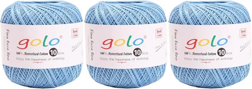 Miniatura 42 de Golo - Bolas de hilo para crochet de algodón tamaño 10, color algodón para crochet D-Fresa D078-fresa