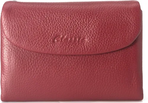 Miniatura 10 de Billetera para mujer, de piel auténtica, billetera de gran capacidad con tarjeteros, ventana de identificación, bolsillos con cremallera, cierre