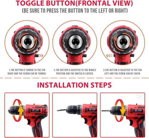 Miniatura 6 de jar-owl Juego de Taladro Inalámbrico de Motor Sin Escobillas Potente de 21V, Torque de 319 in-lb, Velocidad Variable 0-1350RPM, Portabrocas Sin