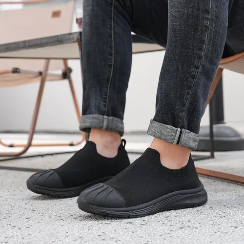 Miniatura 4 de LARNMERN Men's Non Slip Work Shoes Waterproof Food Service Zapatos Trabajo Antideslizantes Water Resistant Walking Slip-on Sneakers, Black