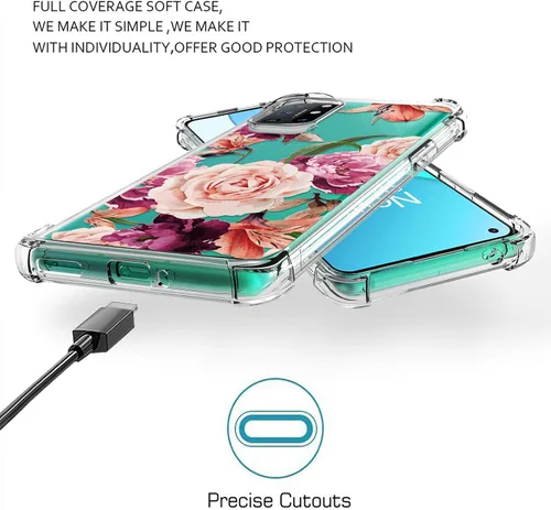 Miniatura 6 de Osophter Funda para Oneplus 8T Flower Floral para niñas y mujeres, absorción de golpes flexible de goma TPU (flor púrpura)