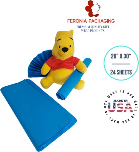 Miniatura 4 de Cuadrados de papel de seda azul brillante, 24 hojas a granel, papel de regalo premium y suministros de arte para cumpleaños, vacaciones o regalos