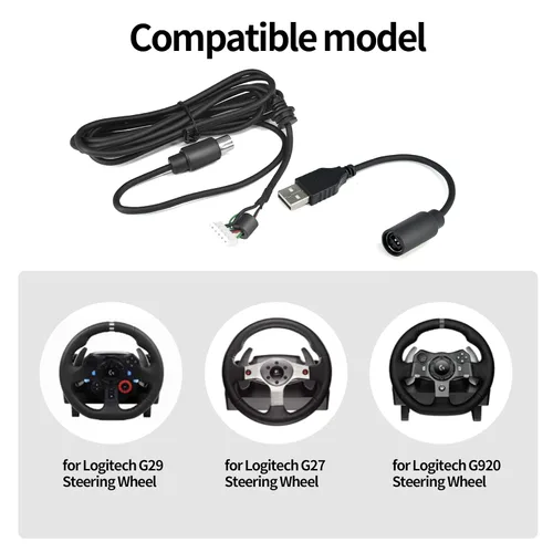 Miniatura 2 de Cable USB para volante Logitech G920 G923 compatible con línea de cable de pedal Xbox (cable USB)