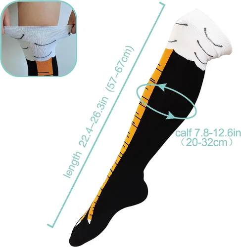 Miniatura 6 de WHOTAY Calcetines de pierna de pollo divertidos locos para mujeres y hombres, calcetines novedosos de pies de pollo, calcetines hasta la rodilla