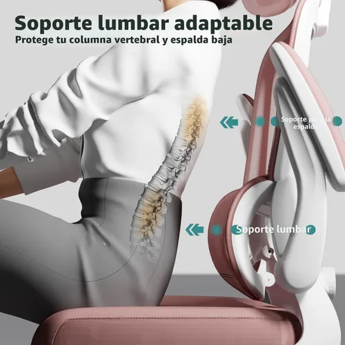 Miniatura 4 de TRALT Silla de oficina ergonómica, silla de escritorio de malla para el hogar de 330 libras, sillas de escritorio de oficina con ruedas, cómodas Rosa