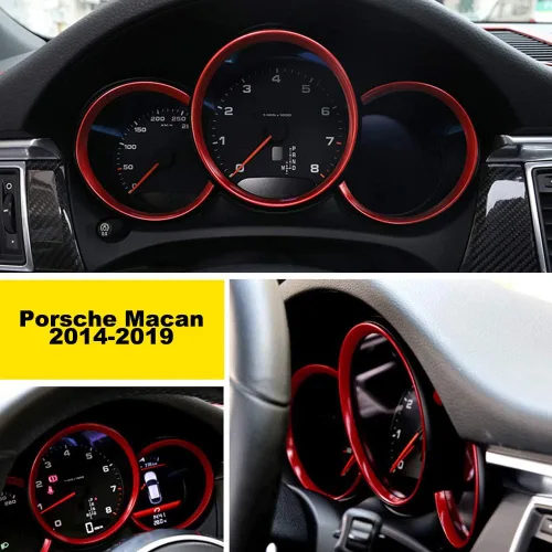 Miniatura 6 de 3 unids rojo tablero borde decoración adorno anillo para 2014 en adelante Porsche Macan
