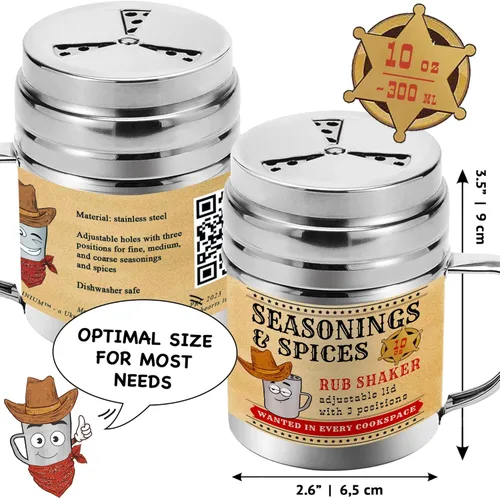 Miniatura 4 de CUSINIUM Coctelera de especias de condimentos de 10 onzas, coctelera para barbacoa en seco, draga de cocina con tapa y mango ajustables