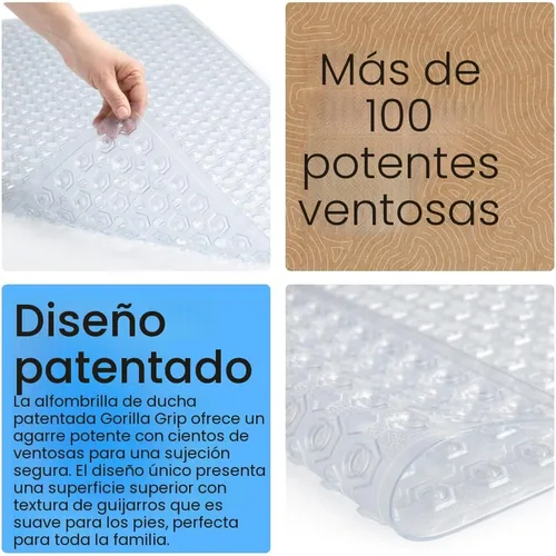 Miniatura 3 de GORILLA GRIP - Alfombrilla de ducha patentada cuadrada, pequeñas alfombrillas de bañera para duchas de pie con ventosas y agujeros de drenaje