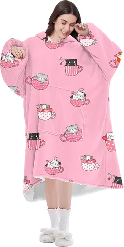 Miniatura 7 de Sudadera con capucha Sherpa de gran tamaño con bolsillo gigante, regalos de cumpleaños de Navidad para adultos, mujeres y hombres