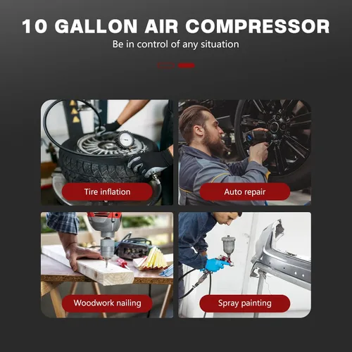 Miniatura 8 de Compresor de aire ultra silencioso de 10 galones, 2HP 3.45 CFM@115PSI tanque de compresor de aire sin aceite, 110V/60Hz, compresor de aire de 70dB