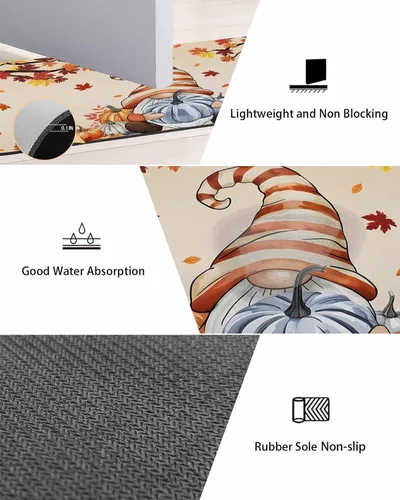 Miniatura 3 de Tapete de baño de otoño de Acción de Gracias para bañera, antideslizante, de secado rápido y absorbente, tierra de diatomeas, para fregadero