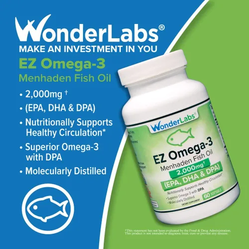 Miniatura 2 de Atlantic Menhaden Aceite de pescado Omega-3 2000 mg, sin erupciones, fabricado en los Estados Unidos, equilibrio perfecto de EPA+ DHA + DPA 90