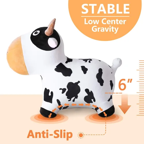 Miniatura 5 de iPlay, iLearn Bouncy Pals - Caballo saltador de vaca lechera, tolva inflable de felpa, juguetes de rebote para interiores y exteriores, regalo