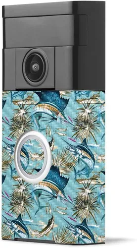 Miniatura 6 de MightySkins - Piel de fibra de carbono para timbre de video con anillo – Madera abstracta Acabado de fibra de carbono texturizado protector