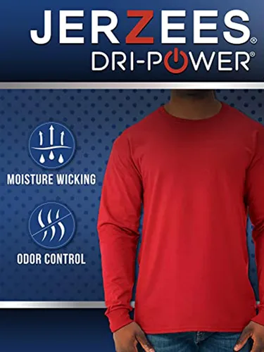 Miniatura 4 de Jerzees Men's Dri-Power Cotton Blend Long Sleeve Tees, Moisture Wicking, Odor Protection, UPF 30+, Sizes S-3x