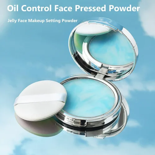 Miniatura 3 de Polvo prensado facial con control de aceite, polvo prensado de gelatina para maquillaje facial, sin polvo, delicado y agradable al tacto, acabado