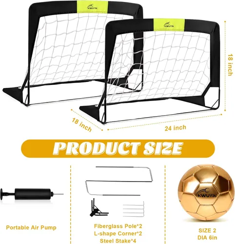 Miniatura 2 de 4Pcs Soccer Goals Set 2Pcs Soccer Nets 2x1.5ft 1Pcs Ball 1Pcs Pump Indoor Soccer Nets for Kids with Size 2 Toddler Soccer Ball Foldable Net with