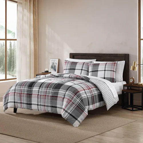 Miniatura 22 de Eddie Bauer - Juego de edredón Queen, ropa de cama reversible a cuadros, elegante y cálida decoración del hogar (gris normandía, Queen)