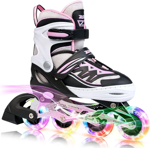 2PM SPORTS - Patines en línea Cytia para niñas, ajustables, con ruedas iluminadas, rosa, con ruedas con luces, patines divertidos y parpadeantes