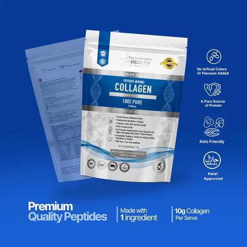 Miniatura 5 de The Intelligent Health - Péptidos de colágeno hidrolizado en polvo, alimentados con pasto, alto en proteínas, sin sabor, libres de gluten, apto