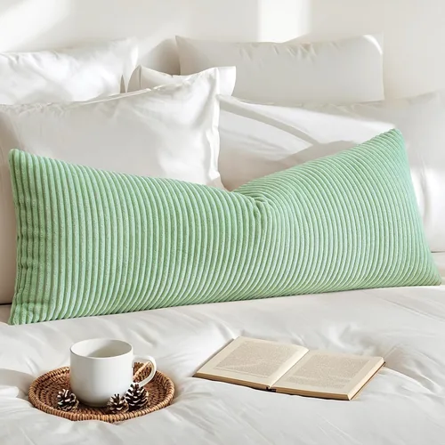 Miniatura 15 de Artscope Fundas de Almohada de Pana a Rayas Acogedoras Súper Suaves Decorativas Oblongas Fundas de Almohada Decorativa Funda de Cojín para Sofá