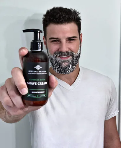 Miniatura 3 de MNSC Old Faithful Naturally Better Pump Shave Cream - Afeitado suave, fórmula hipoalergénica para la piel sensible, piel más suave, evita rasguños