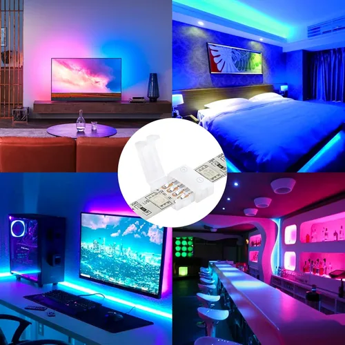 Miniatura 7 de Paquete de 10 conectores de tira de luz LED RGB de 4 pines, terminal adaptador sin soldadura y sin huecos para tiras LED flexibles SMD 5050 RGB