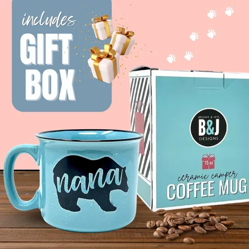 Miniatura 5 de Brooke & Jess Designs Nana Bear - Bonita taza de café, regalos para abuela, día de la madre, Navidad, cumpleaños (verde azulado)