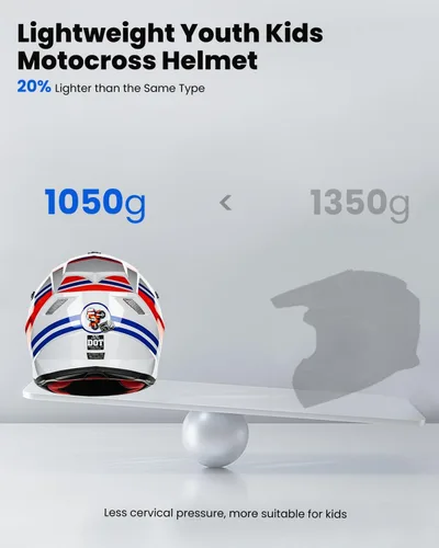 Miniatura 4 de ILM Casco ATV juvenil para niños, motocross, BMX, todoterreno, moto Go Kart, casco DOT ECE modelo Z705 (corredor clásico, L)