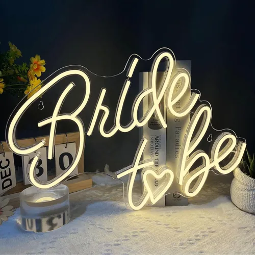 Letrero de neón para futura novia, luces de neón LED blancas cálidas USB, letreros de neón para boda, letreros de luz para despedida de soltera,