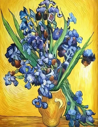 NIHO-JIUMA Kit de pintura de diamantes Van Gogh, lirios de Van Gogh, regalo de arte de diamante 5D para adultos/adolescentes, decoración del hogar
