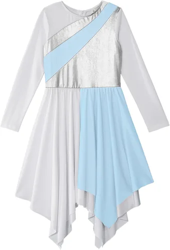 Miniatura 134 de CHICTRY Vestido de baile lírico sin mangas asimétrico para niñas, disfraz de adoración litúrgica contemporánea
