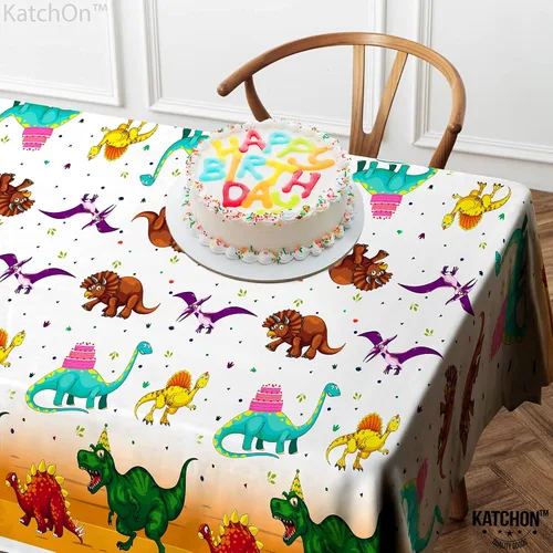 Miniatura 2 de KatchOn, Mantel de dinosaurio extra grande para cumpleaños, 108 x 54 pulgadas, paquete de 2 manteles de dinosaurio para fiesta de cumpleaños, mantel
