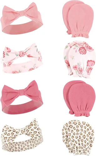 Miniatura 109 de Hudson Baby Conjunto de diadema de algodón y manoplas para rascar para bebé