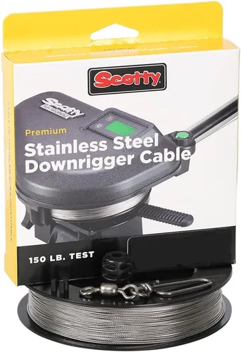 Scotty Cable descendente de repuesto de acero inoxidable prémium #1001K con kit (300 pies), pequeño, negro