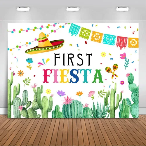 Mocsicka Telón de fondo de fiesta de cumpleaños para primera fiesta, temática de fiesta mecicana, fondo de fiesta de primer cumpleaños, decoración