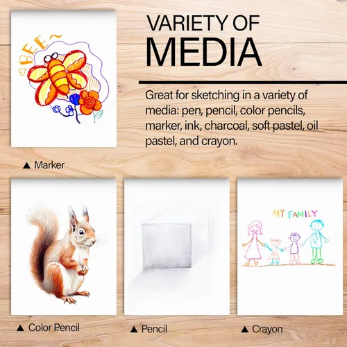 Miniatura 3 de BAZIC Products Bloc de bocetos de 40 hojas de 9 x 12 pulgadas, cuaderno de dibujo blanco, papel de bocetos, libro para colorear para artistas