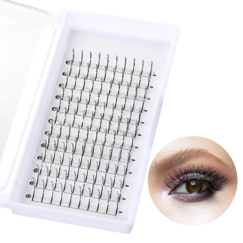 Extensiones de pestañas postizas con purpurina, pestañas postizas para extensiones de pestañas, rizo D, pestañas para cosplay, pestañas plateado