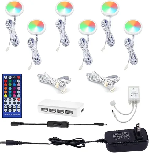 AIBOO Decoración navideña que cambia de color para debajo del gabinete, iluminación LED, control remoto por infrarrojos, luces de disco multicolor