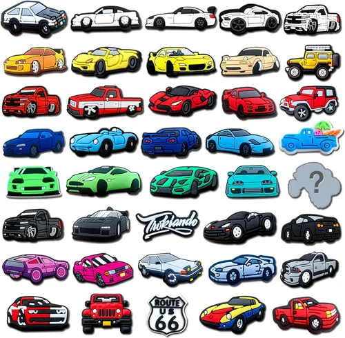 pocpockets 25, 40 dijes de zapatos de carreras para zapatos, pulseras, pulseras, dijes de PVC para decoración de niños y hombres, regalos de fiesta,