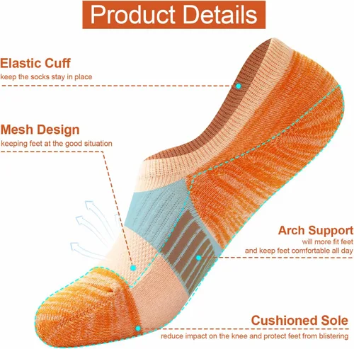 Miniatura 3 de Calcetines invisibles para mujer, acolchados, de corte bajo, atléticos, ocultos, para tenis, tobillos, calcetines invisibles para correr, 46 pares