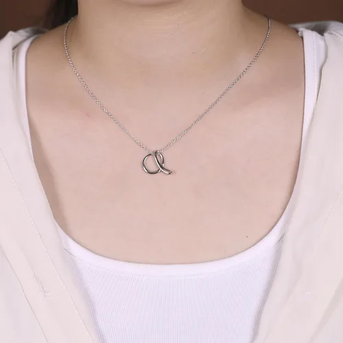 Miniatura 3 de Personalize ABC Script Letra Collar con inicial para mujeres adolescentes, chapado en oro de 14 quilates, plata esterlina 925