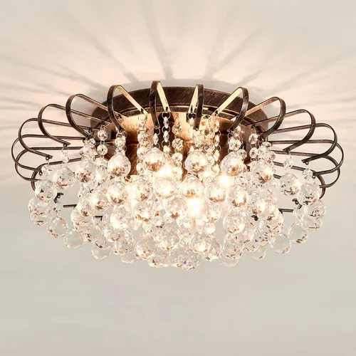 Miniatura 10 de CVKASH Candelabro de cristal de 4 luces moderno semi empotrado lámpara de techo iluminación de techo para sala de estar, pasillo, comedor, cocina