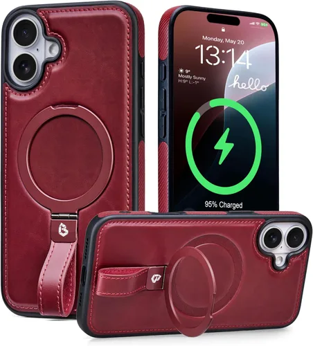 Miniatura 37 de Butaiga - Funda para iPhone 12 Pro Max con correa de cuero, soporte de anillo, color negro Finger Loop, Relieve Smartphone Pinky Strain