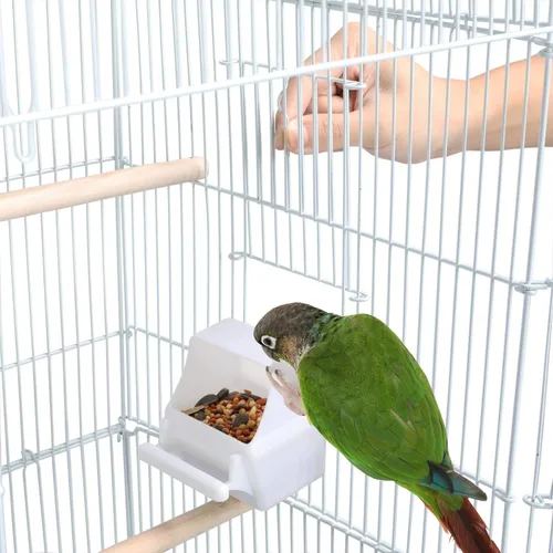 Miniatura 7 de Yaheetech Jaula para pájaros de 41" de tamaño mediano con parte superior abierta, para periquitos, cacatúas, loros con cuello de anillo indio, Blanco