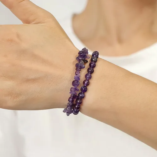 Miniatura 3 de Pulseras de cristal curativo para mujer, 2 pulseras de piedra natural de 0.236 pulgadas, pulseras elásticas de cuentas de cristal hechas a mano