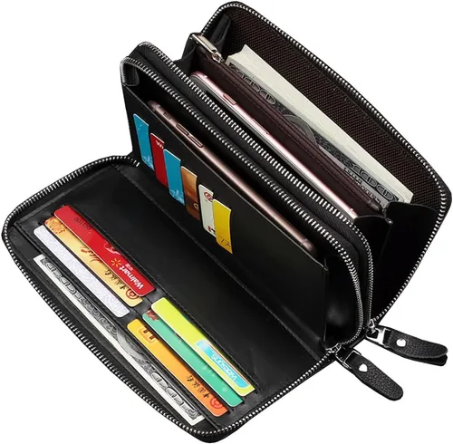 Miniatura 7 de KPYWZER Bolso de mano de cuero para hombre, cartera para muñeca, bolsa de muñeca