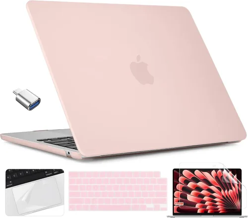 TWOLSKOO Compatible con funda para MacBook Air M4 de 15 pulgadas versión 2025-2023 M4 A3241 M3 A3114 M2 A2941, carcasa rígida de plástico y Tiza