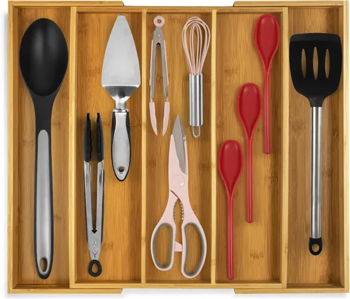 Miniatura 14 de Organizador de Cajón de Cocina Purawood - Organizador de Utensilios Extensible para Cocina, Bandeja de Cuchillos y Organizador de Cubiertos, 3-5