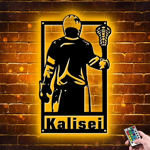 Miniatura 30 de Letrero de metal de jersey deportivo personalizado con luz LED, nombre y número personalizado, letrero de neón con nombre personalizado, decoración
